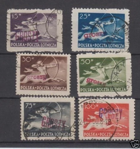 Poland 1950 Groszy Ovpt On Scott C21-C26 Michel 586-90 Vfu