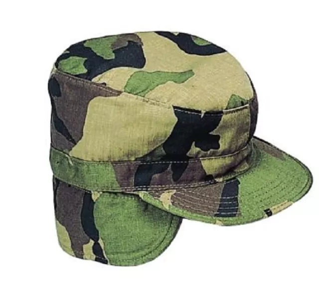 US BDU Winter GI Army Woodland Camouflage Mütze  Cap with Ear flaps S / Small