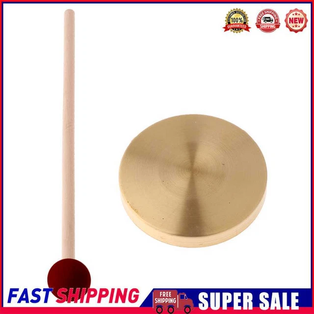 21cm Hand Gong Copper Cymbals with Wooden Stick for Band Rhythm Kids Music Toy