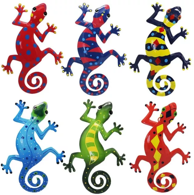 Metal Gecko Wall Plaque Decor Garden Hang Deck Office Patio Yard Porch Fence Art