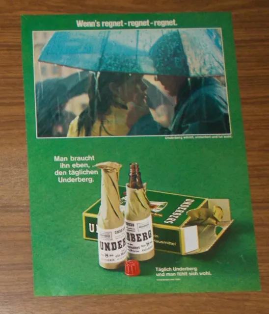 Seltene Werbung UNDERBERG - Wenn's regnet - regnet - regnet 1968