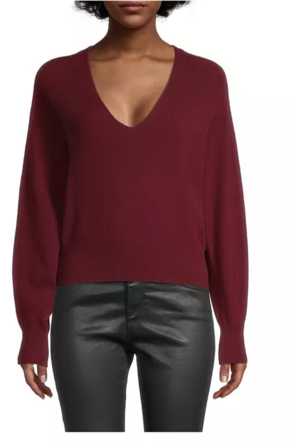 White + Warren Cashmere Blouson Sleeve V-Neck Top $335 COLOR Rosewood