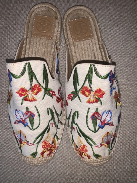 TORY BURCH MAX embroidered espadrille Slides Size 8.5 EUC 69.95 PicClick