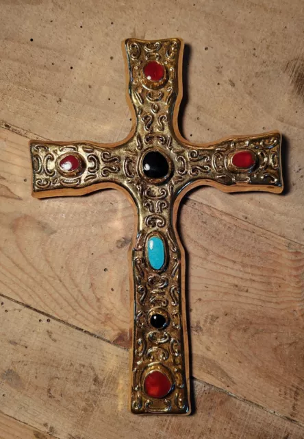 Icône Croix Crucifix Céramique Émaux Design François Lembo Vallauris H 19,8 C R2