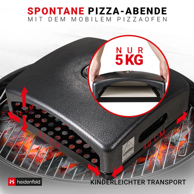 Heidenfeld Pizzaaufsatz Bologna für Grill Pizzaofen Pizzastein Miweba 3