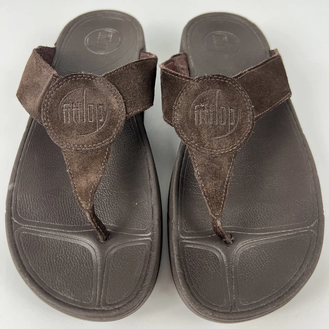 Fitflop Oasis Chocolate Brown Leather Thong Flip Flop Sandals Women's Size 8