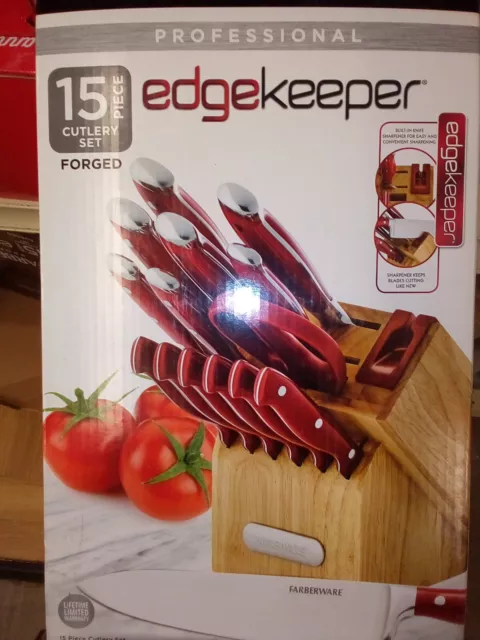Farberware Edgekeeper Triple Riveted Slim Acacia Knife Block Set