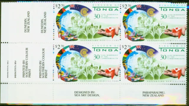 Tonga 2000 30th Anniv SG1483 -1486 set of 4 in V.F MNH Corner Imprint Blocks