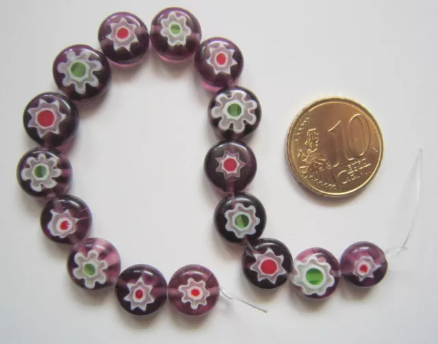 Perlas círculo cristal milflores 10 mm X 16 UNIDADES gama granate abalorios