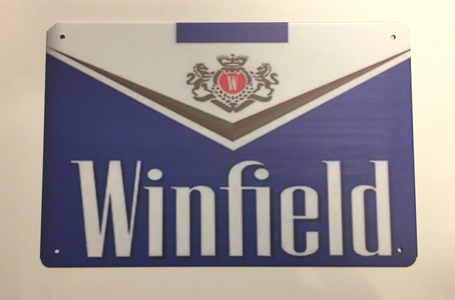 WINFIELD METAL TIN Signs Man Cave Blue Red 20 Tobacco Logo Cigarette  Collectible $29.90