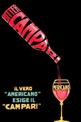 Poster Manifesto Locandina Pubblicitaria Stampa Vintage Aperitivo Drink Campari
