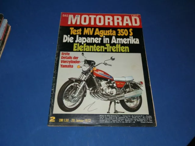 Das Motorrad 2/1972, Yamaha GL 750, MV Augusta 350 S.