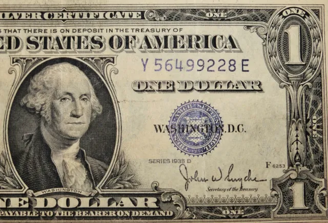 1935 D $1.00 Silver Certificate Dollar Bills - Blue Seal! ⭐407⭐