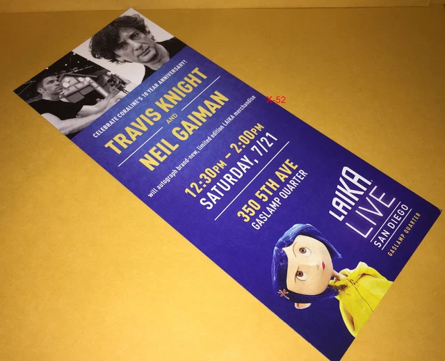 Laika Live comic con SDCC 2018 Travis Knight Neil Gaiman signing event ad card