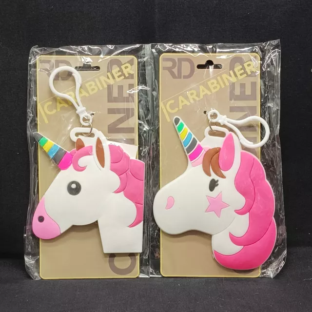 Unicorn Carabiner Lot of 2 Luggage Backpack Tag Keychain 4 Inch