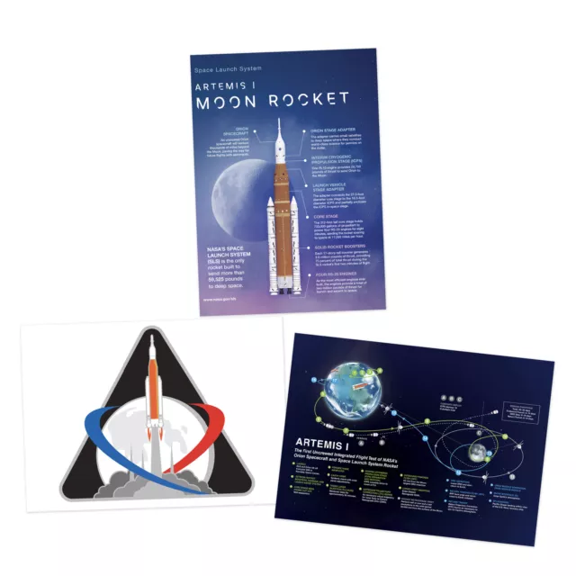 NASA Artemis 1 Moon Mission Launch System Flight Test Emblem A4 Poster Pack of 3