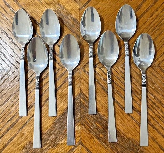 Rogers Co SRB164 Stainless Teaspoons 6 3/8" Stanley Roberts Lot of 8