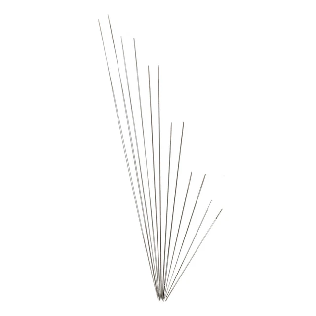 12 piezas ojo grande bordado perlas agujas práctico hilo coser agujas