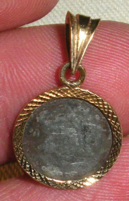 VINTAGE 14K GOLD STAR OF DAVID SILVER 3 CENT COIN IN BEZEL CHARM PENDANT tuvi