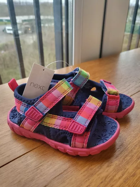 Brand New Gorgeous Next Stripey Baby Toddler Girls Sandals UK 3 EU 19 Pink