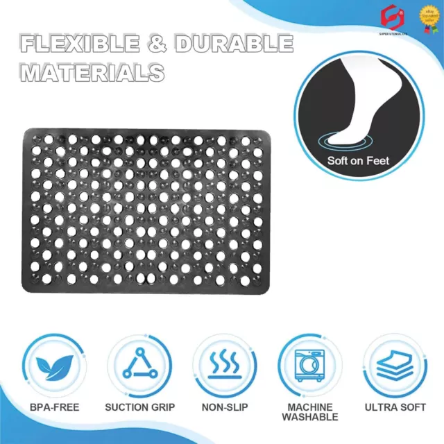 4X Bath Shower Mat Non Slip Bathroom Pvcrubber Mats Anti Slip Suction 60 X 40 Cm