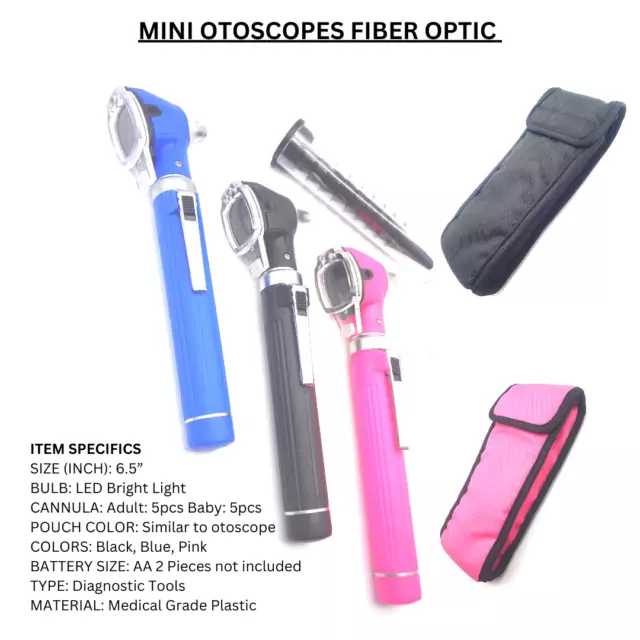 New Fiber Optic Mini Otoscope Colored Pocket Size Ear Scope ENT Diagnostic Tools