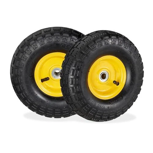 relaxdays 2 Roues pour Diable 4.1/3.5-4 de Rechange avec air axe de 136 mm Ju...