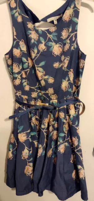 Lauren Conrad Blue Floral Sleeveless Lined Knee Length Dress Women's Size 16