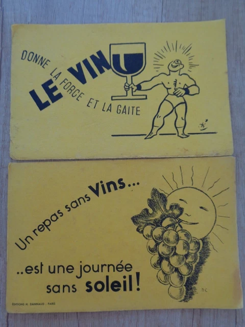 Tres Rare 2 Buvards Sur Le Vin - Tres Beau Graphisme -
