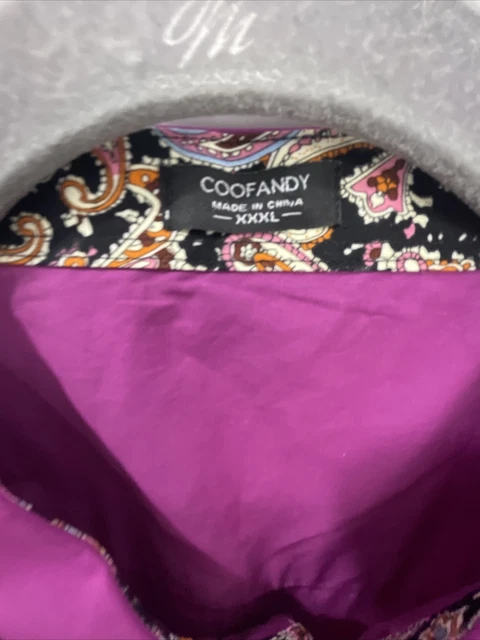Coofandy Mens XXXL Pink Long Sleeve Button Down Dress Shirt Paisley Accent New 3