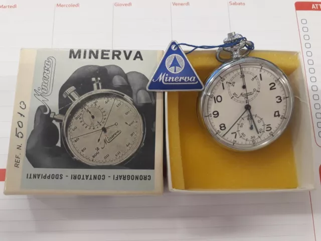 MINERVA Orologio e Cronometro da tasca NUOVO 50 MM SWISS MADE per collezioni.