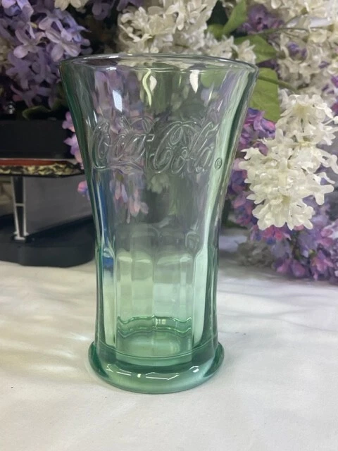 Vintage Coca-Cola 6 1/2" Green Libbey Flared Drinking Glass Tumbler 16oz Heavy