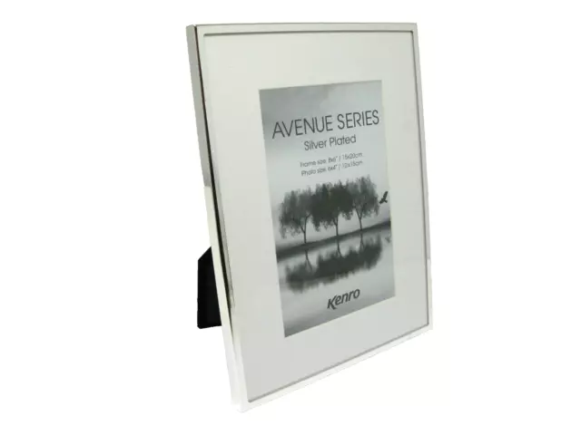 Kenro Avenue Series Silver Plated Photo Frame 8x6" with Mat 6x4" Boxed