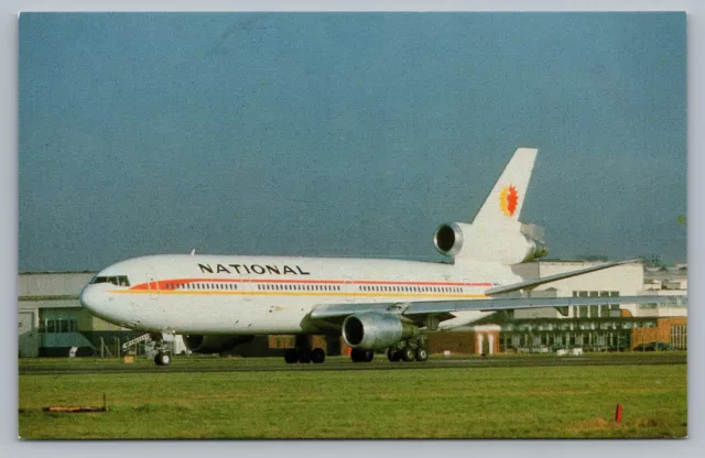 National Airlines McDonnell Douglas DC-10-30 Heathrow Airport Vtg Postcard P7