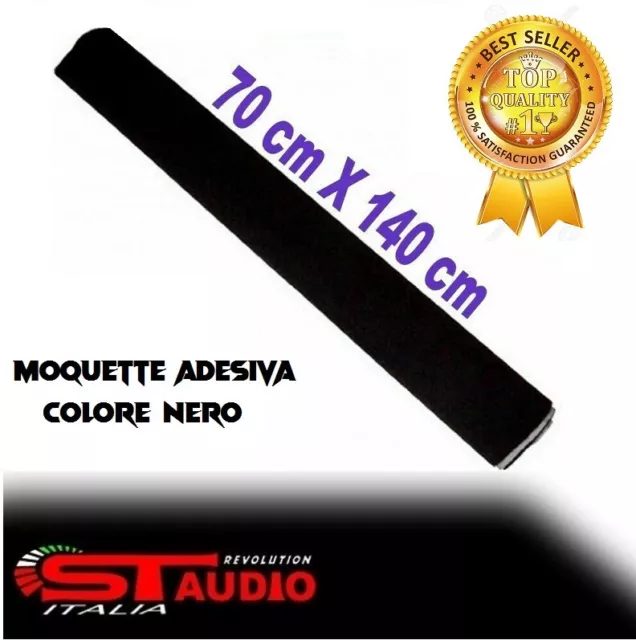 Moquette Adesiva Colore Nero Nera Per Rivestimento Casse Pannelli Interni Auto -