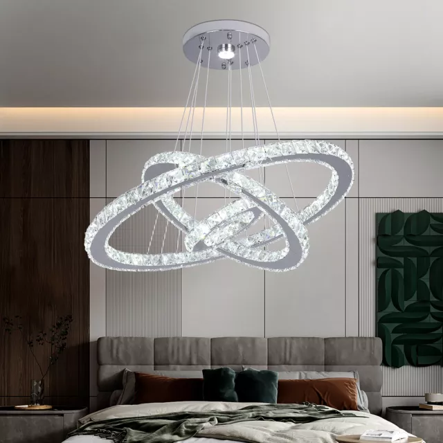 Modern Crystal LED Chandelier Ceiling Lights Hanging Pendant Lamp Adjustable DIY
