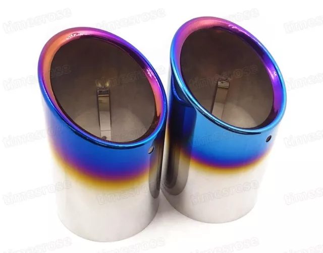 2x Car Exhaust Muffler Tip Tail Pipe End Trim Blue for VW Passat 2006-2014 #1031 3