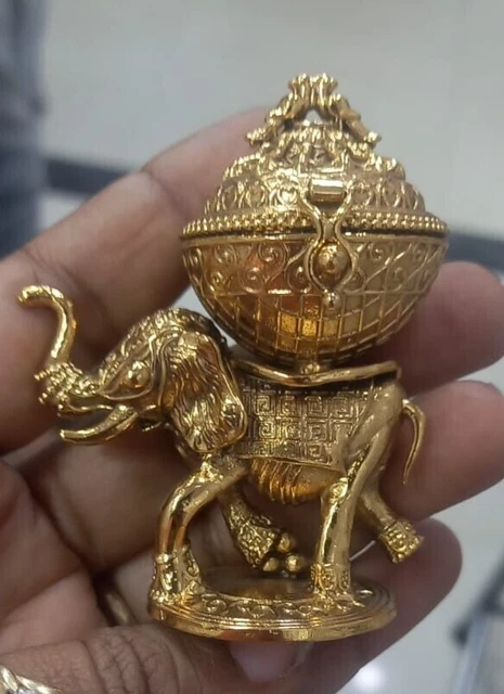 Boîte Kumkum Tikka Laiton Vintage Artisanale - Originale Années 50, Inde, Occasion