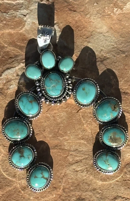 Southwestern Sterling and Kingman Turquoise Naja 29 grams