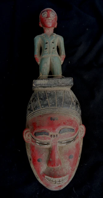 african tribal art fine   face mask  Baule 42 cm wood vintage