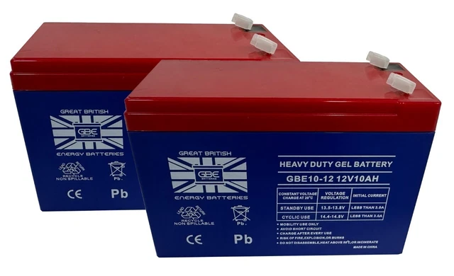 Par De Baterías De Scooter De Movilidad De Gel De Alta Resistencia 12V 10Ah Gbe