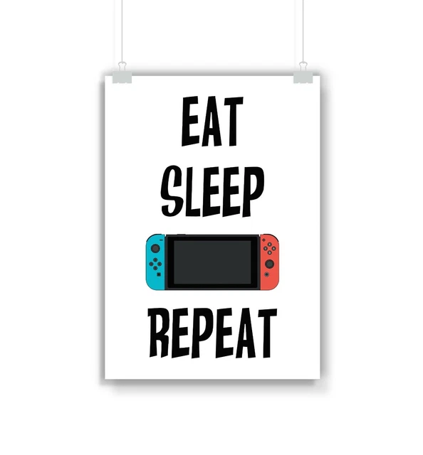 Eat Sleep Nintendo Switch Repeat Print, Gaming, Gift, Gamer, Gifts, Poster, Art