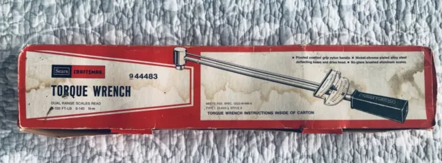 VINTAGE Sears Craftsman Torque Wrench,  ½" Drive  (9-44483)  Boxed. MINT