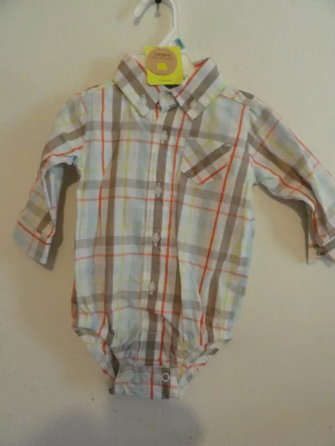 Cute Infant Boys One Piece Dress Shirt By Carters-Size 6 Months