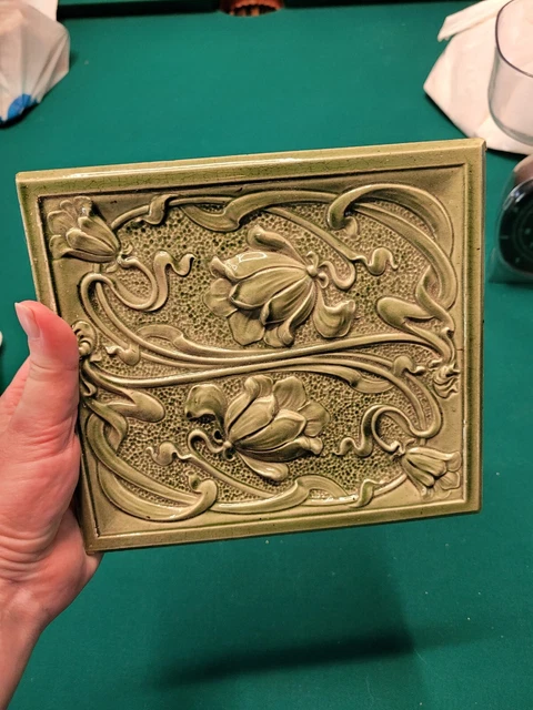 Art Nouveau Majolica Stove Tile