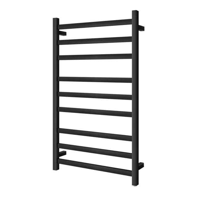 ACA Electric Heated Towel Rail Rack 9 Bar SAA Wall Warmer Square Chrome/Black