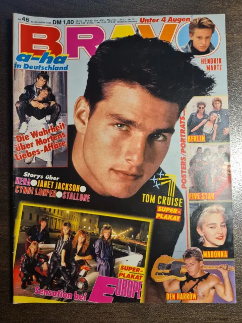 BRAVO 48/1986 Heft Komplett -Tom Cruise, Cyndi Lauper, Nena, Madonna,Falco -Top!