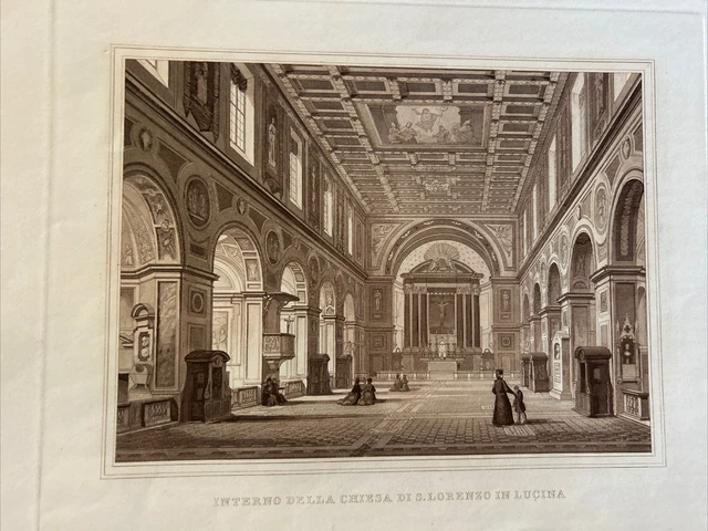 Roma San Lorenzo In Lucina acquatinta originale Cacchiatelli Cleter