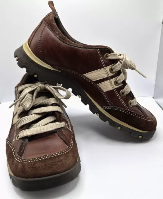 Vtg Skechers Y2K Leather Oxford Shoes Lace Up Sneakers Women's 8 Striped 46077