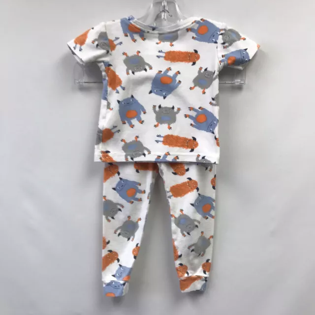 Carters Boys Size 2T Pajama Set White Gray Orange Blue Black Monsters